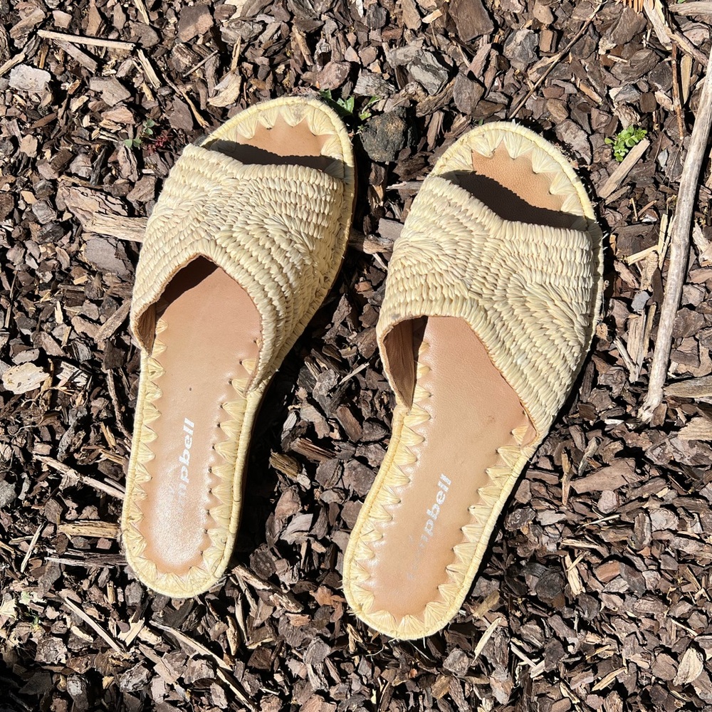 Jeffrey Campbell straw summer flats.